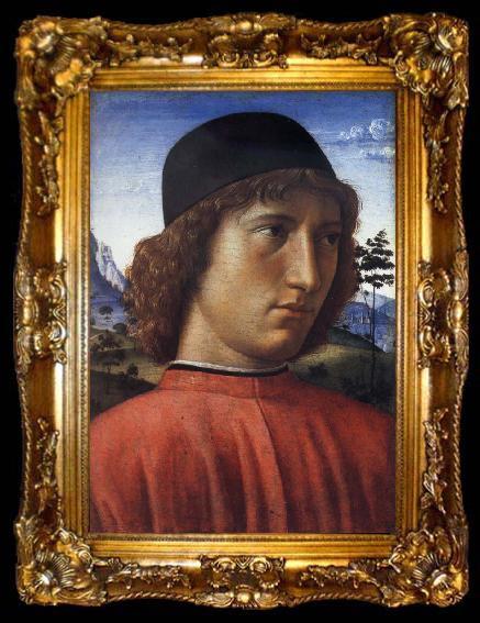 framed  Domenico Ghirlandaio Portrait of a young man in red, ta009-2